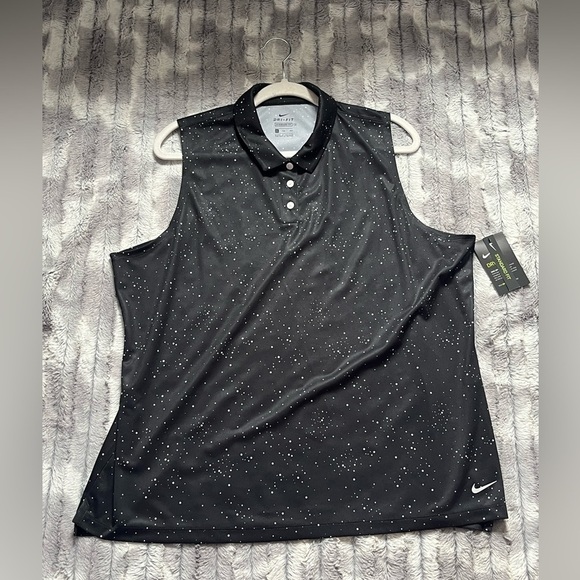 WOMENS Dry Sleeveless Dot Print Polo Black/White Size XXL - Picture 2 of 6